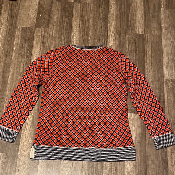 J. Crew Red and navy Geometric Crew Neck Sweater - Picture 3 of 10